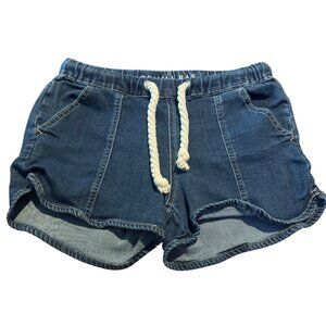 Gemma Rae Denim Drawstring Shorts W/ Pockets & Elastic Waist Womens 26"